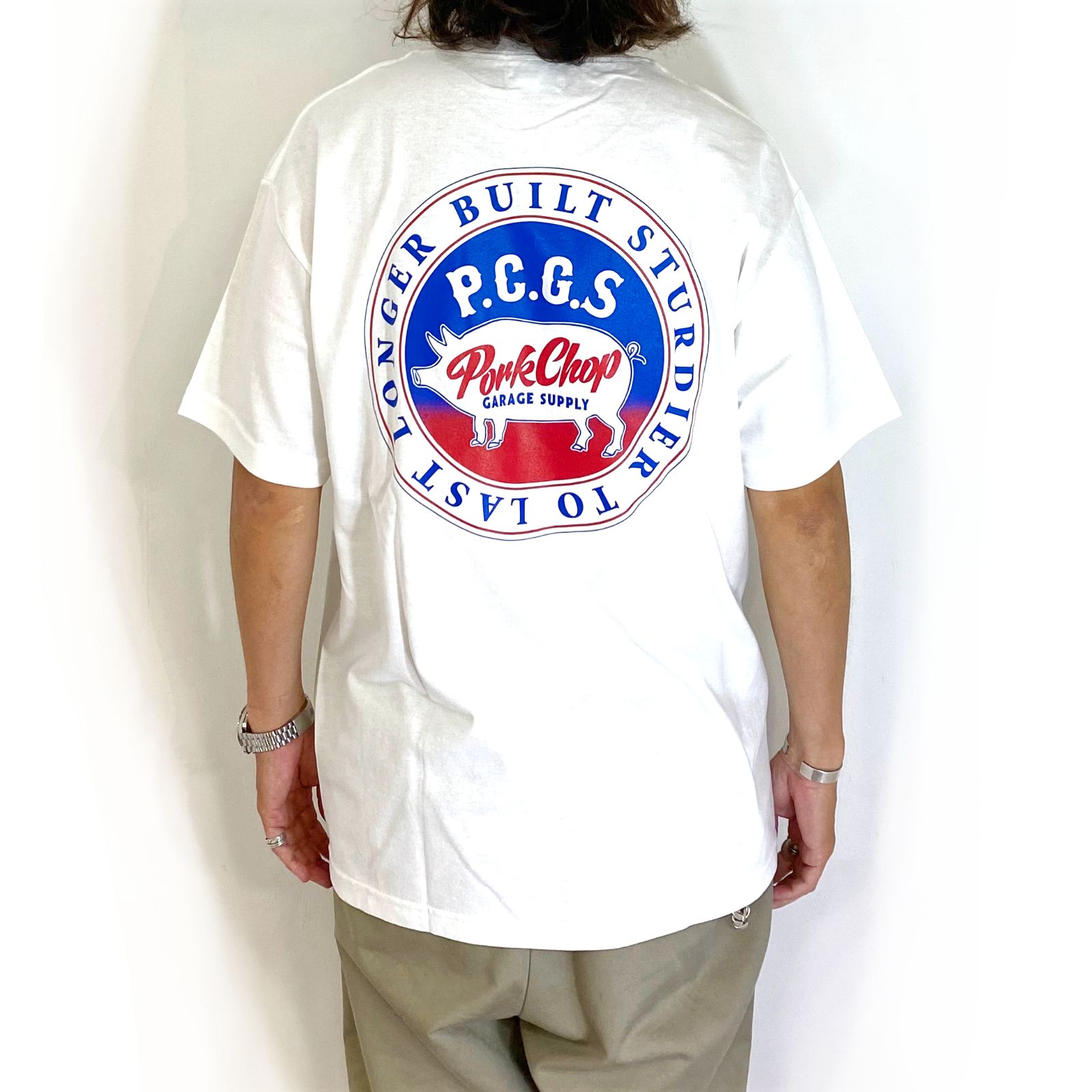 PORKCHOP GARAGE SUPPLY - CIRCLE PORK TEE (WHITE) / サークル