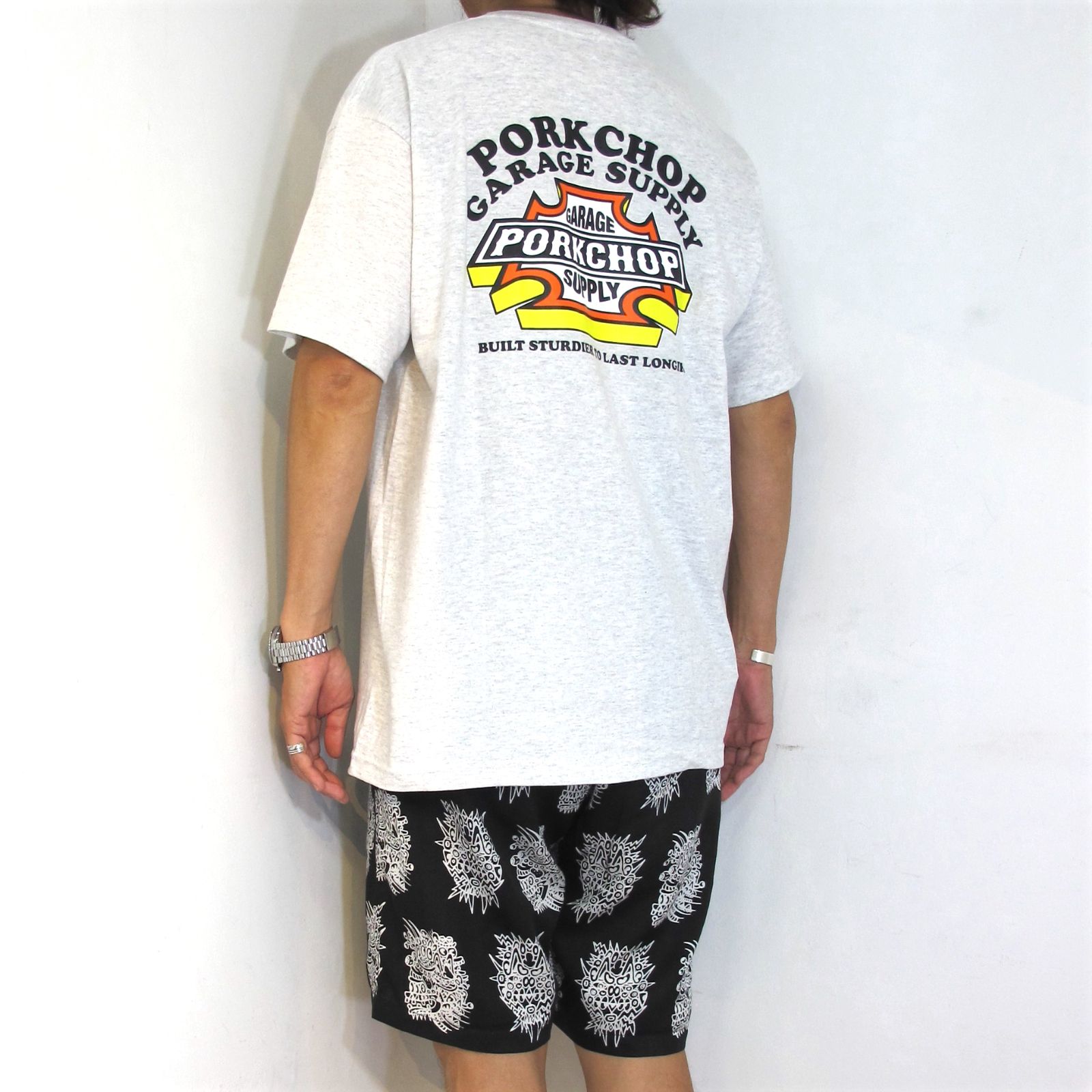 PORKCHOP - 【ラスト1点】3D B&S TEE (GRAY) / 3Dバーアンドシールド T