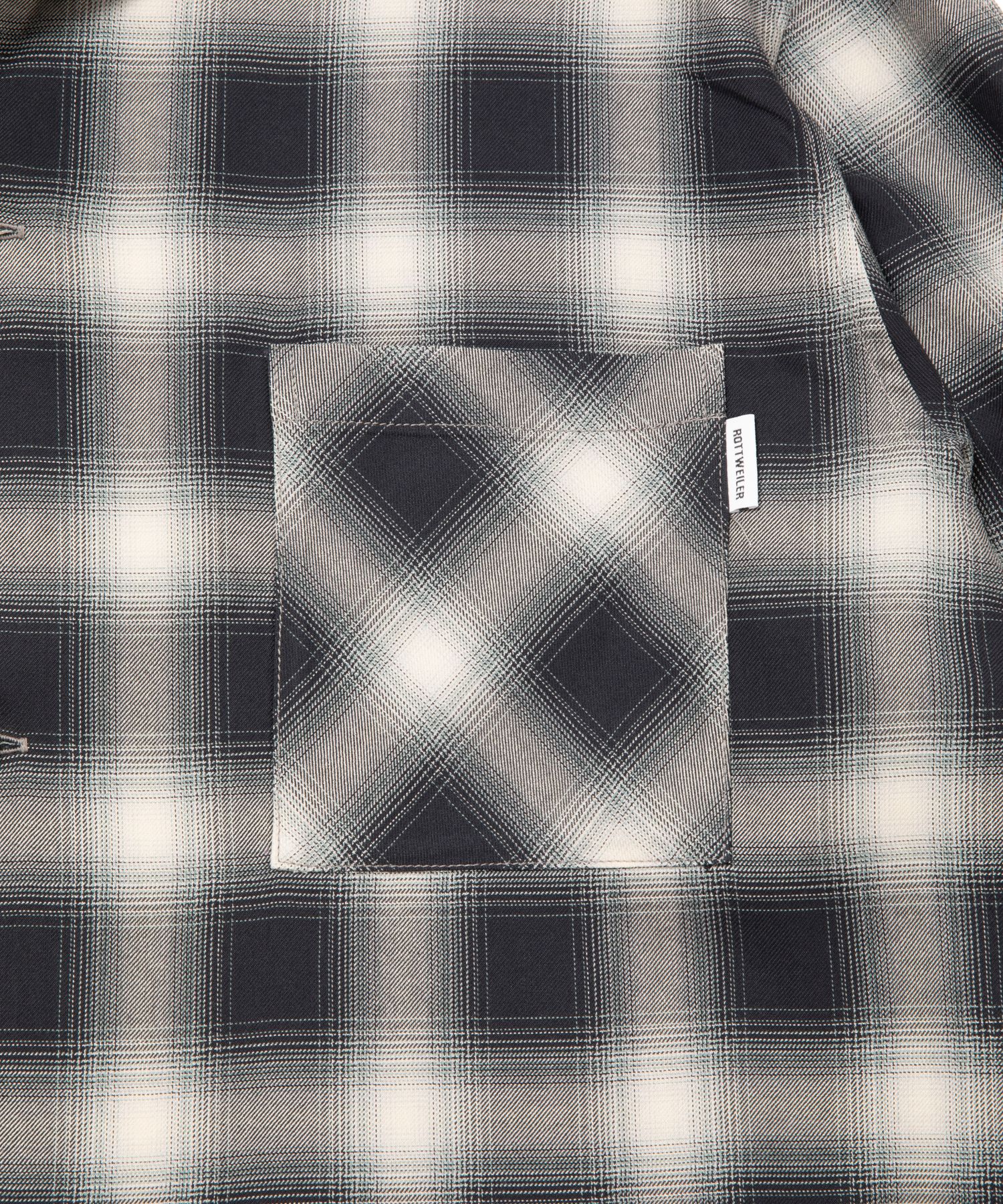 R9 OMBRE CHECK SHIRT (BLACK) / オンブレチェック オープン カラー シャツ