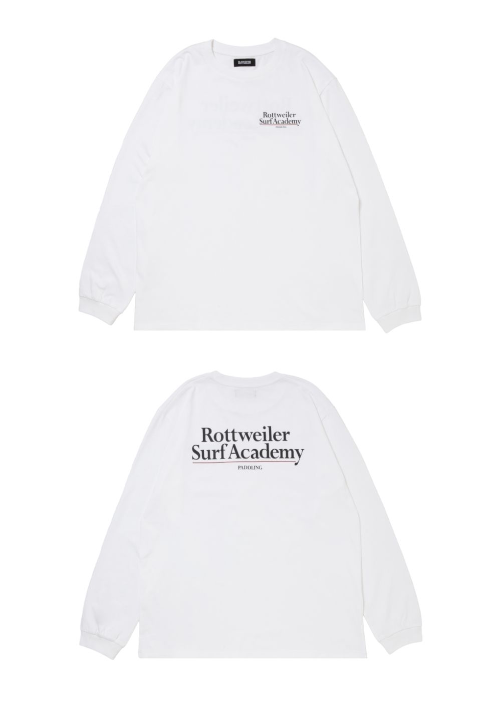 R9 SURF ACADEMY LS TEE (WHITE) /  オリジナル ロゴプリント ロングスリーブ Tシャツ
