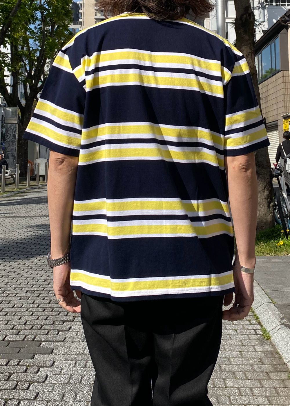 BORDER TEE (NAVY×YELLOW) / ボーダー Tシャツ