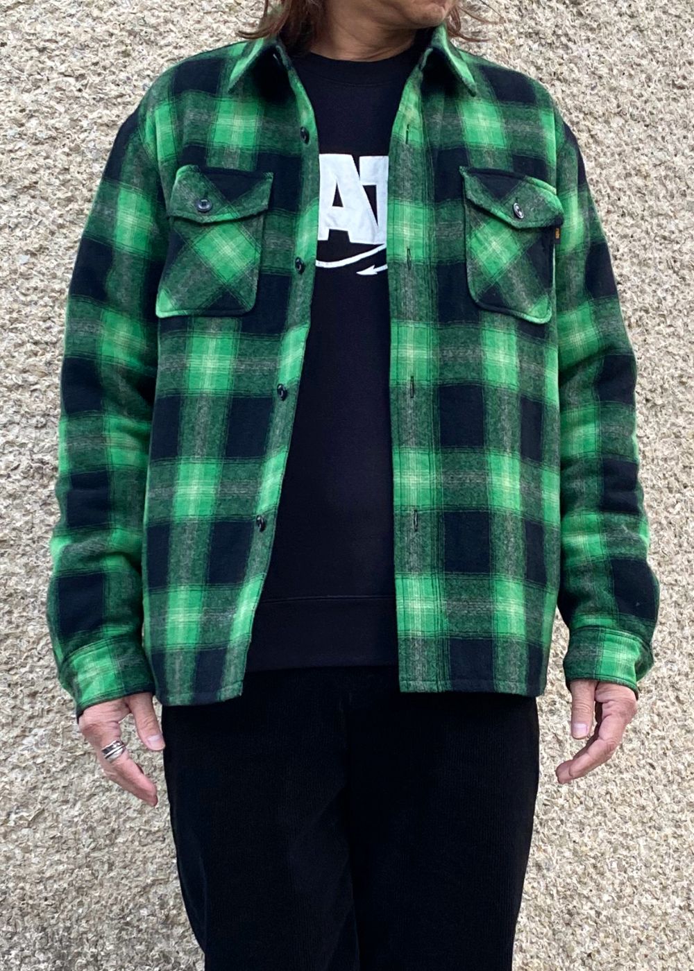 WOOL CHECK SHIRT JKT (GREEN CHECK) / ウール チェック シャツ ジャケット