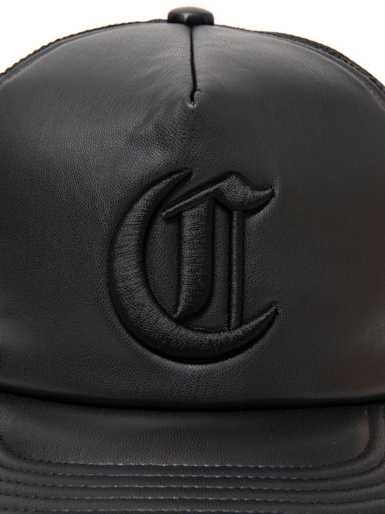 COOTIE PRODUCTIONS - Faux Leather 5 Panel Mesh Cap (BLACK×BLACK 