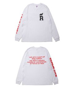 DOG LOGO LS TEE (WHITE) / ドッグ ロゴ プリント Tシャツ