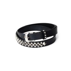 STUDS LEATHER NARROW BELT (BLACK) / スタッズ レザー ナローベルト