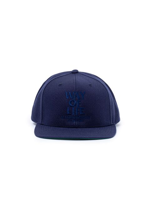 EMBROIDERY CAP "WAY OF LIFE" (NAVY×NAVY) / ロゴ刺繍ベースボールキャップ