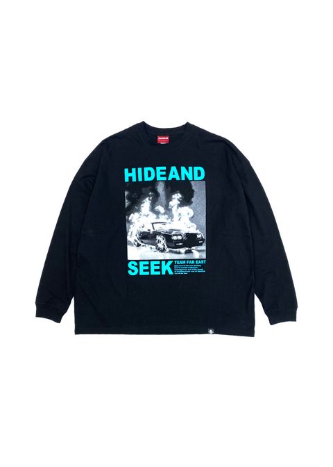Burn L/S Tee (BLACK×GREEN) / フォト プリント ルーズフィット ロングスリーブ Tシャツ