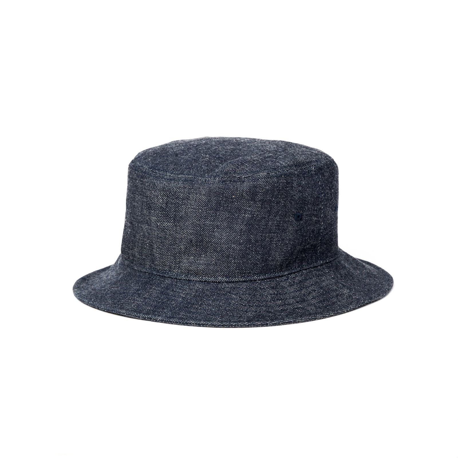 LEATHER WAPPEN DENIM BUCKET HAT (INDIGO BLUE) / レザー ワッペン デニム バケット ハット