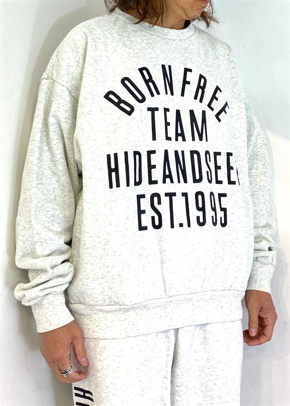 College Sweat Shirt (LIGHT GRAY) / オリジナル セットアップ クルーネック スウェット / セットアップ可能