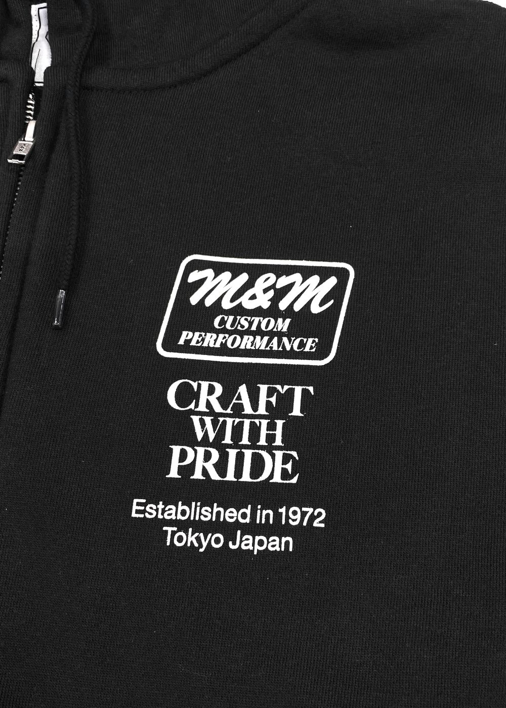 ZIP HOODIE (BLACK) / プリント スウェット ジップ パーカー