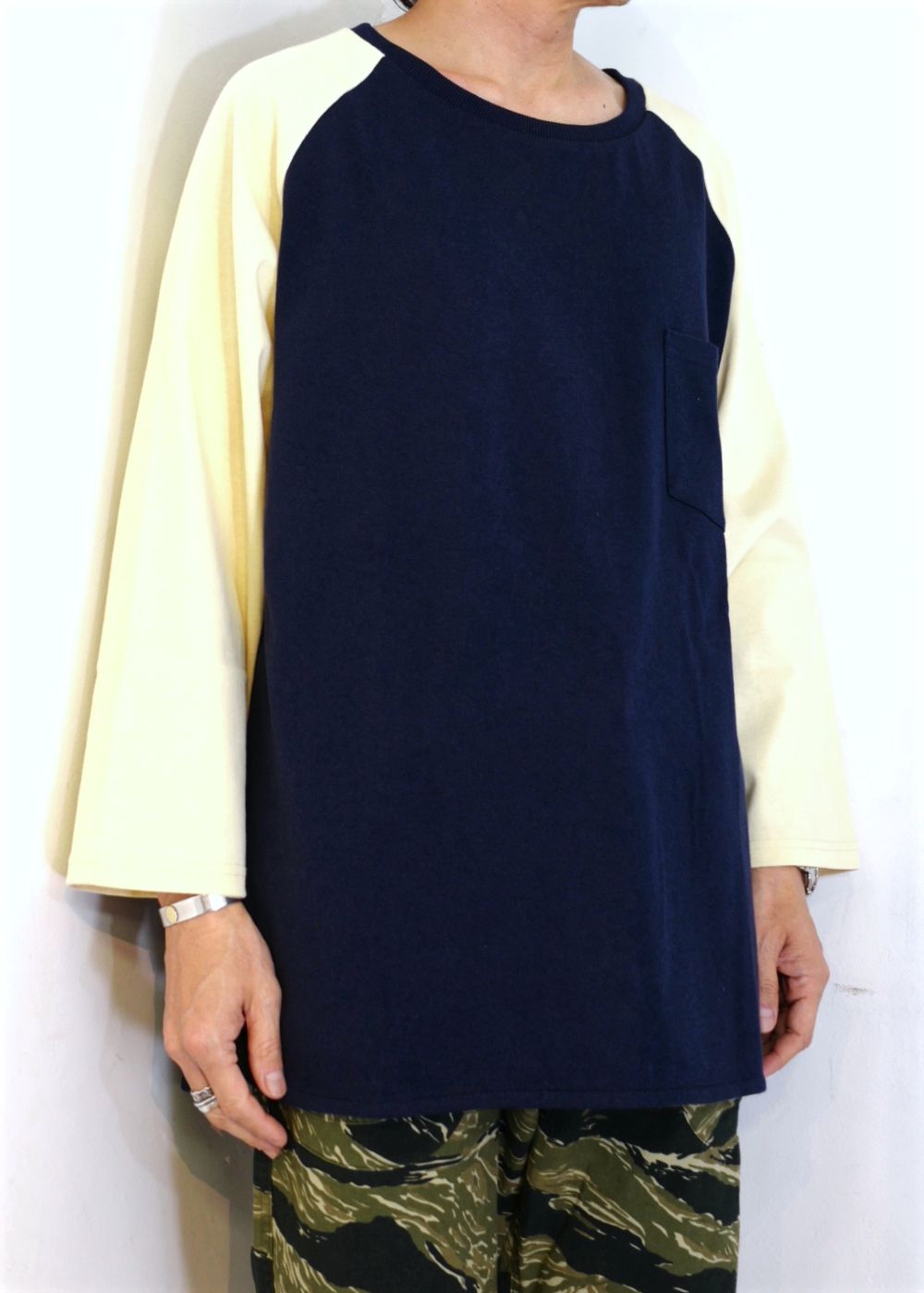【ラスト1点】3/4 SLEEEVE BASEBALL TEE "BABE" (NAVY) / グッドウェア コラボ ベースボールTee
