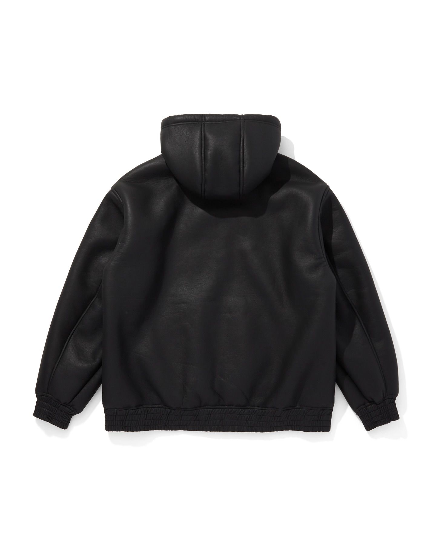 PU Leather Boa Hooded Jacket (BLACK) / フェイクレザー ボア フード ジャケット