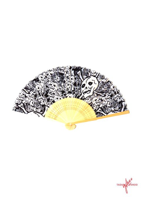 雑踏髑髏 扇子 (BLACK) / ×横尾忠則 髑髏柄 コラボ 扇子