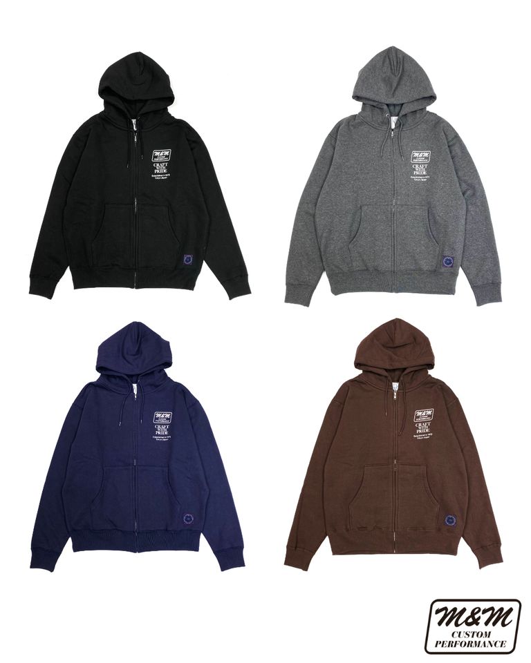 M&M 新作販売告知 / シンプルなデザインで仕上げたスウェットジップパーカー。
