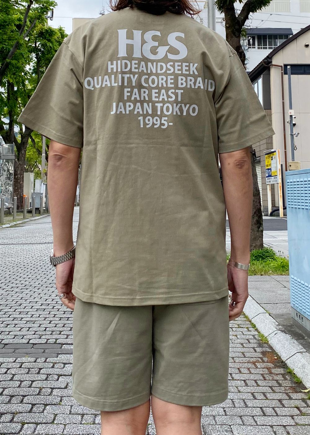 H&S S/S Tee (BEIGE) / オリジナル ロゴ プリント ショート スリーブ Tシャツ