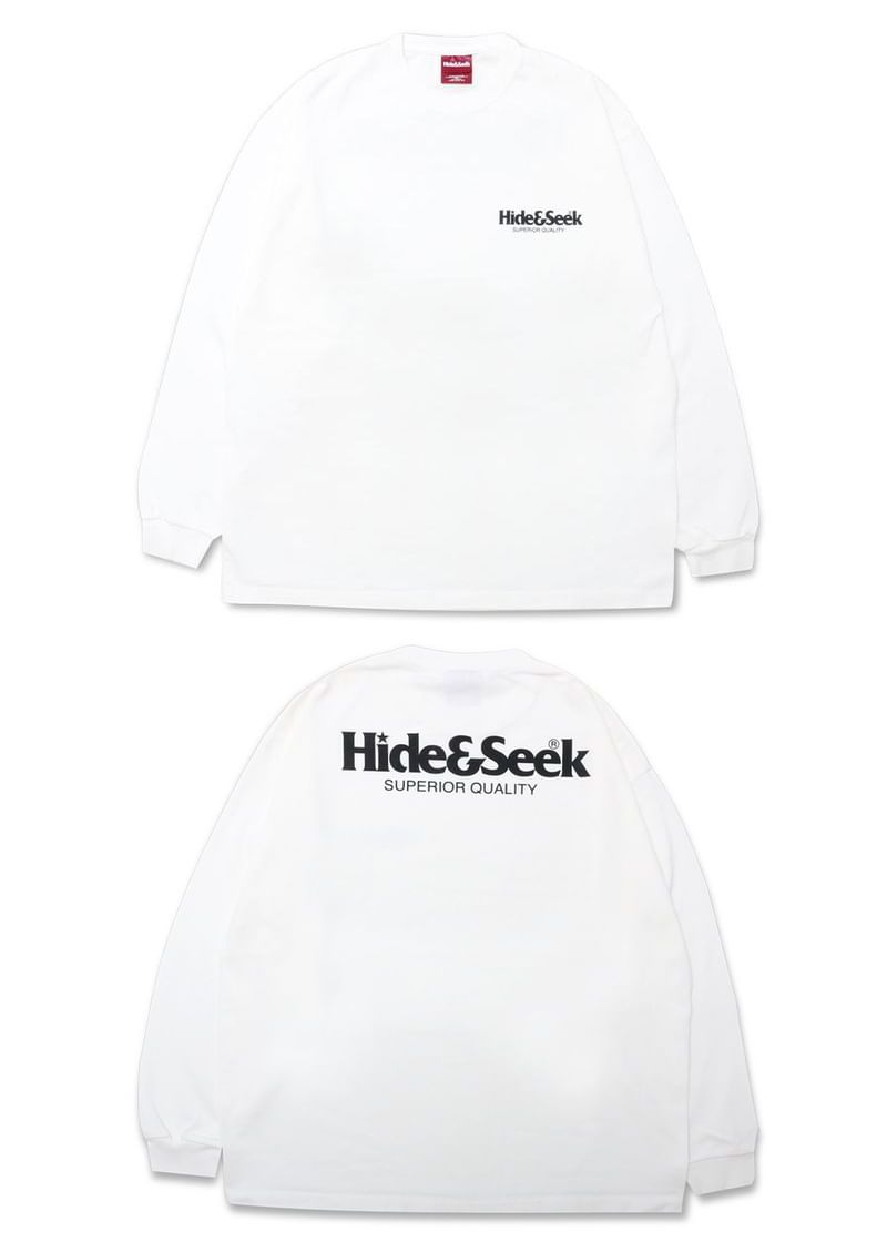 HideandSeek - LOGO L/S TEE (WHITE) / 定番ロゴ ロングスリーブ T