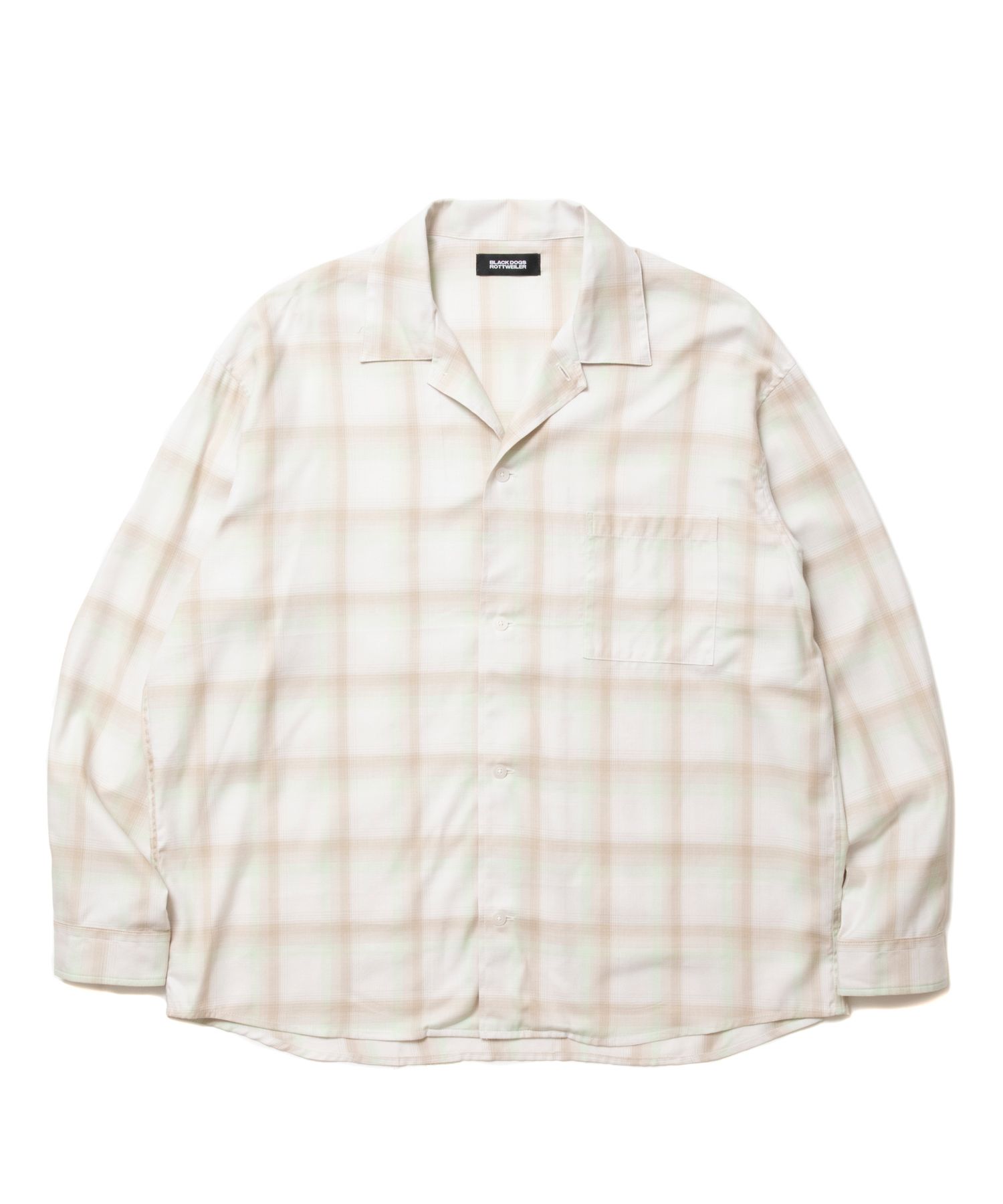 R9 OMBRE SHIRT (BEIGE) / チェック オープンカラー シャツ