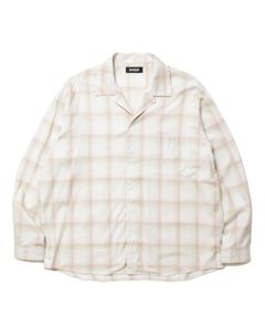 R9 OMBRE SHIRT (BEIGE) / チェック オープンカラー シャツ
