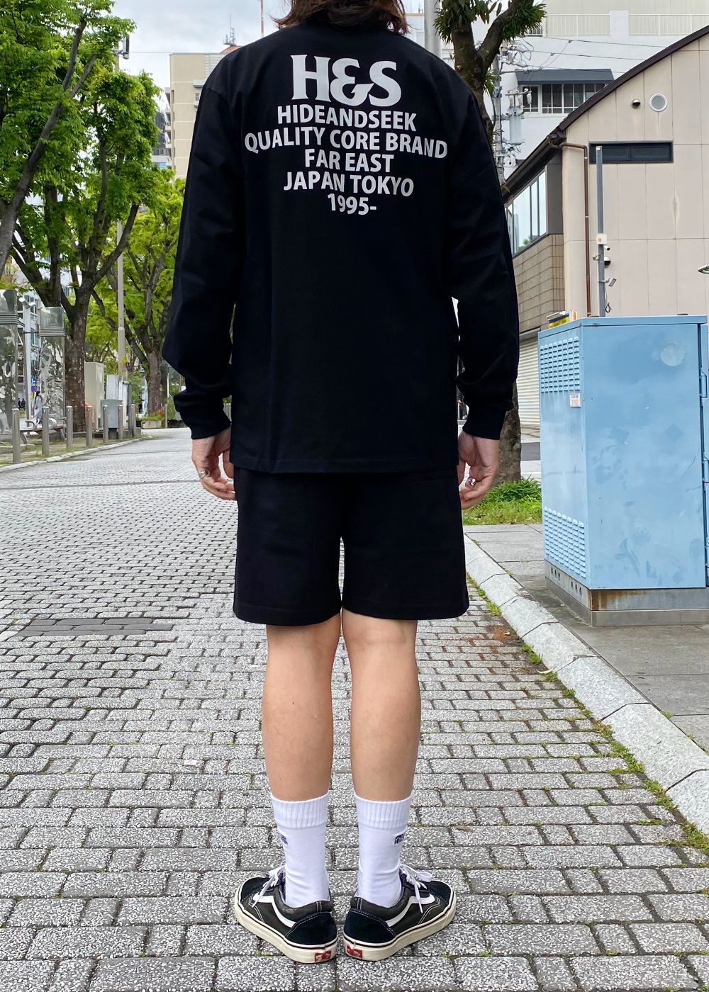 H&S L/S Tee (BLACK) / オリジナル ロゴ プリント ロング スリーブ Tシャツ