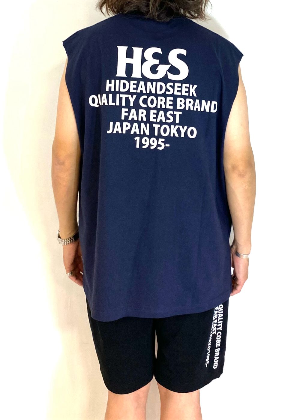 H&S Logo Sleeveless Tee (BigSilhouette) (NAVY) / カットオフ ノースリーブ Tシャツ