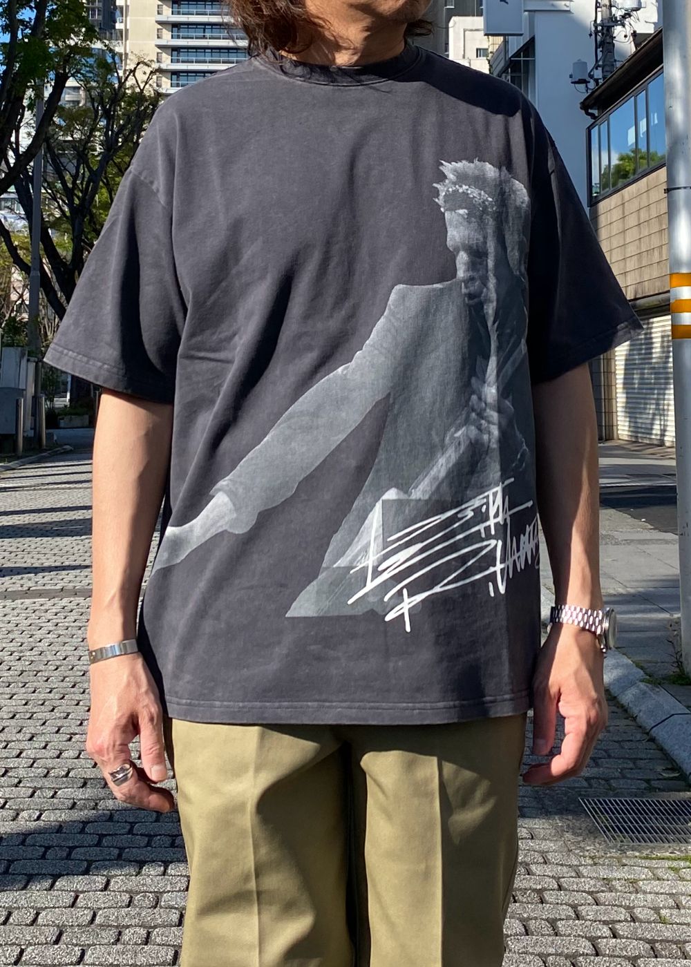 【ラスト1点】Keith Richards pigment tee (BLACK) / ×ローリングストーンズ コラボ Tシャツ