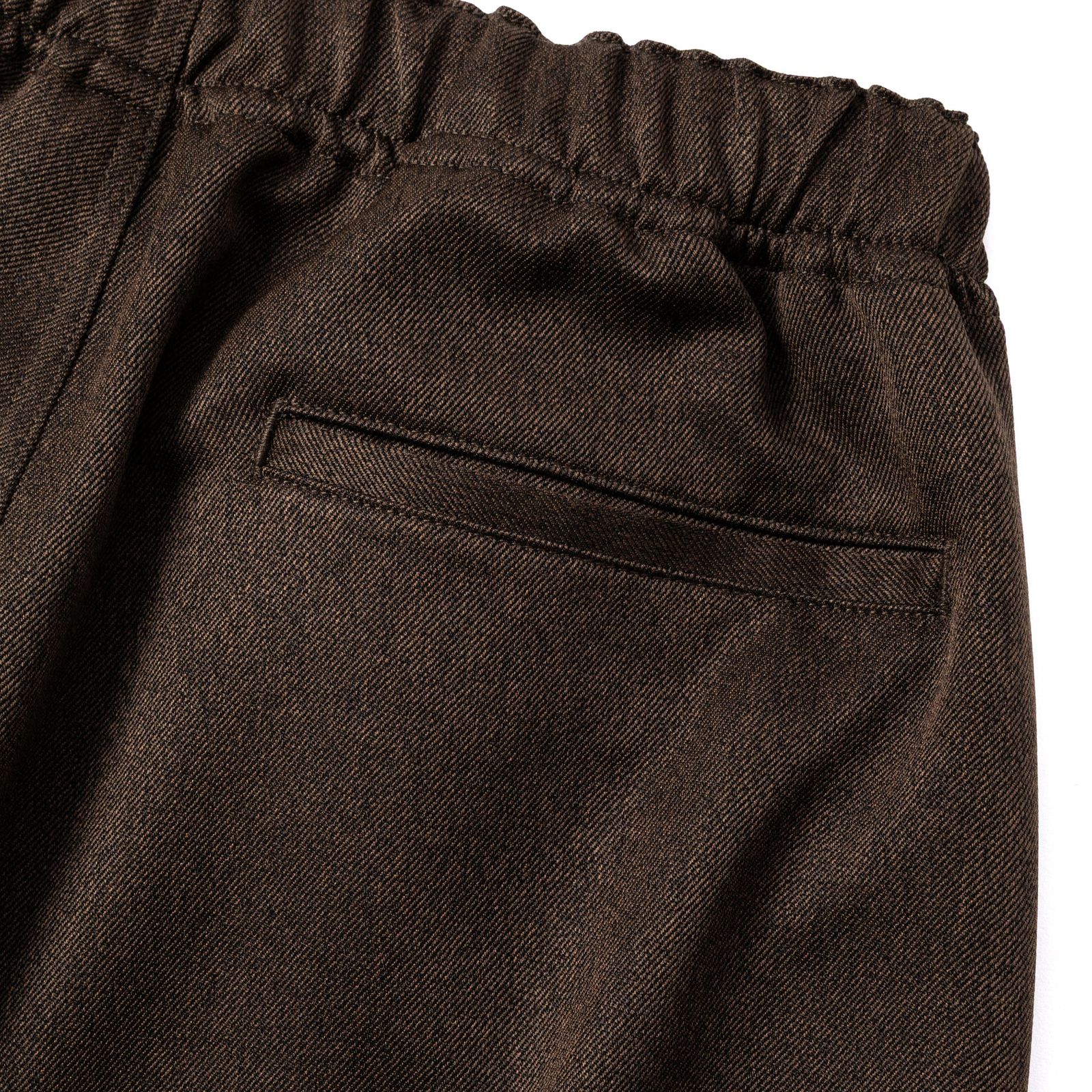MELANGE TWILL EASY SLACKS (BROWN) / メランジ ツイル イージー スラックス