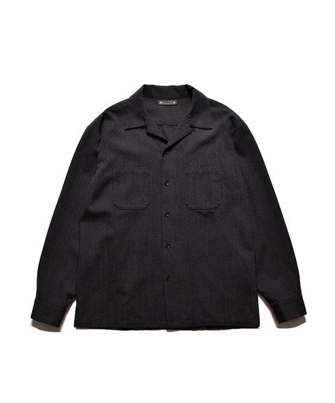 【ラスト1点】Salt'n Peppar Wool Open Collar L/S SH (CGR) / ソルトアンドペッパー ウール オープンカラーシャツ