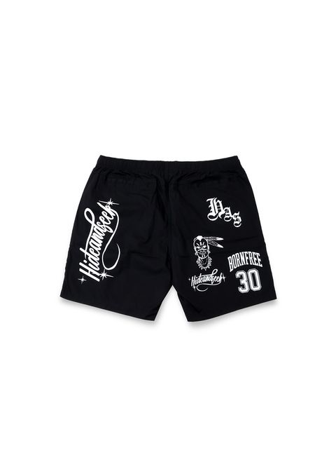 Cursive Logo Beach Short (BLACK) / プリント イージーショーツ