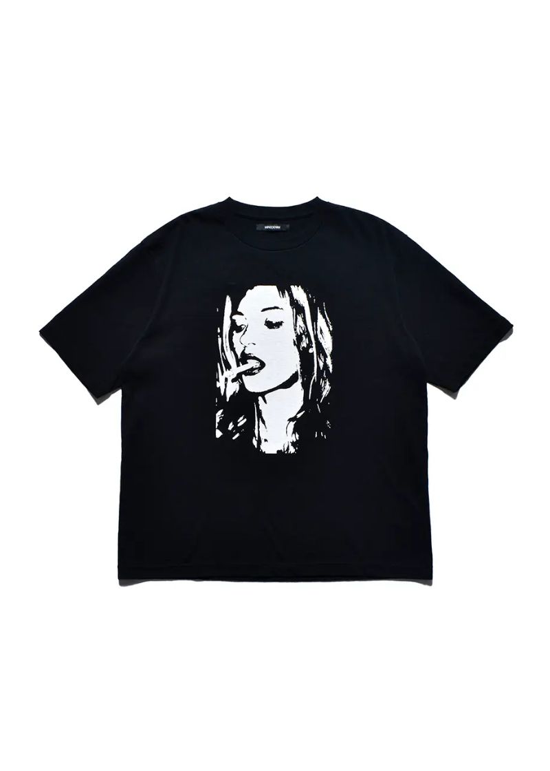 Monochrome Two tone Face Crewneck T-SH  (BLK) / オリジナル プリント Tシャツ