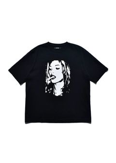 Monochrome Two tone Face Crewneck T-SH  (BLK) / オリジナル プリント Tシャツ