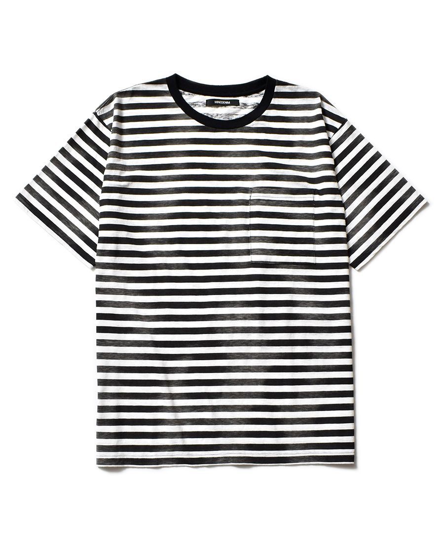 キムタク着　hazy bold border  mine denim Tシャツ肩幅55