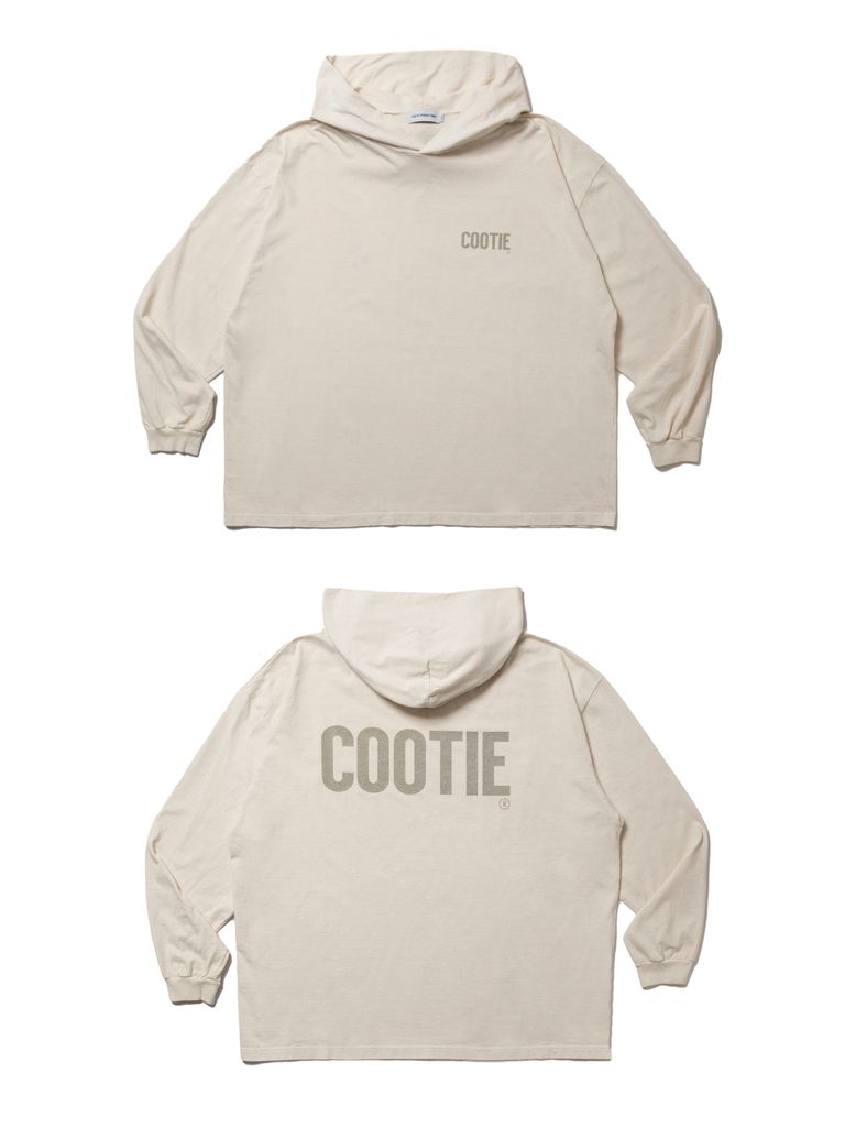 COOTIE PRODUCTIONS - Pigment Dyed L/S Hooded Tee (IVORY 
