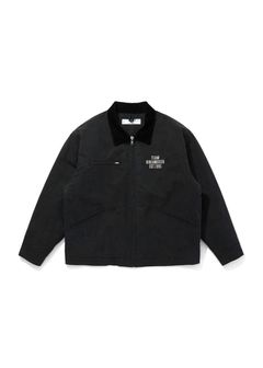 【ラスト1点】Ox Work Zip Jacket (Washed) (BLACK) / コットン オックス ワーク ジャケット