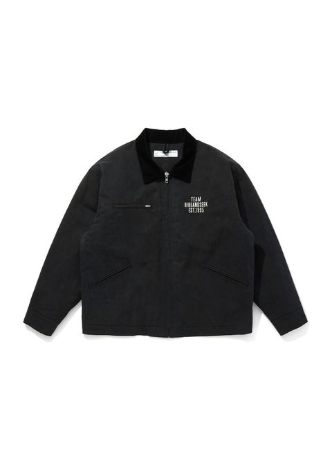 【ラスト1点】Ox Work Zip Jacket (Washed) (BLACK) / コットン オックス ワーク ジャケット