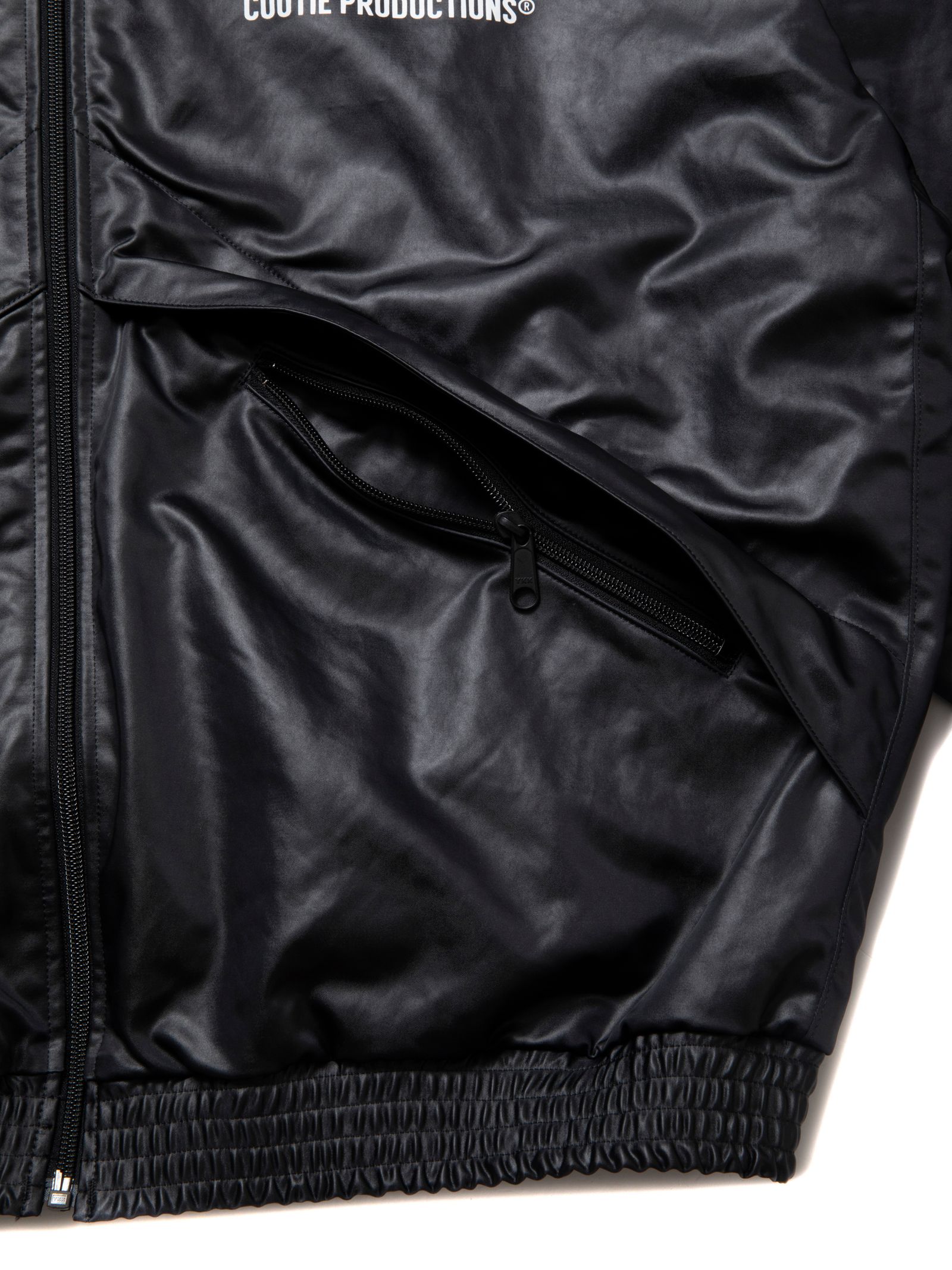 COOTIE PRODUCTIONS - Damp Coated Satin Track Jacket (BLACK COOTIE PRODUCTIONS - Damp Coated Satin Track Jacket (BLACK