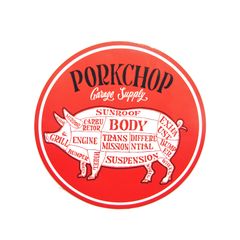 PORKCHOP CIRCLE STICKER (RED×WHITE) / ポークチョップ サークルステッカー