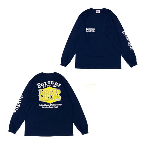 WAVE LOGO L/S TEE (NAVY) / ウェーブ ロゴ ロングスリーブ ポケット Tシャツ