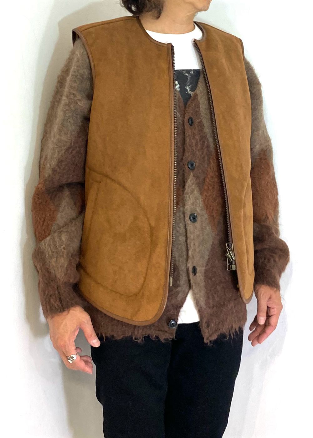 Vegan Mouton Vest (BROWN) / ビーガン ムートン ベスト