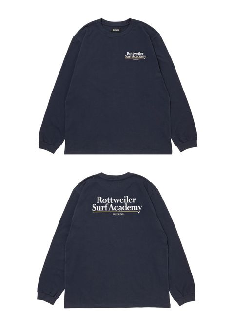 R9 SURF ACADEMY LS TEE (NAVY) /  オリジナル ロゴプリント ロングスリーブ Tシャツ