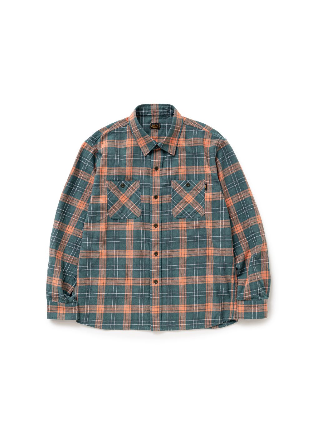 COTTON LINEN CHECK SHIRT (GREEN CHECK) / チェック コットン リネン ネルシャツ