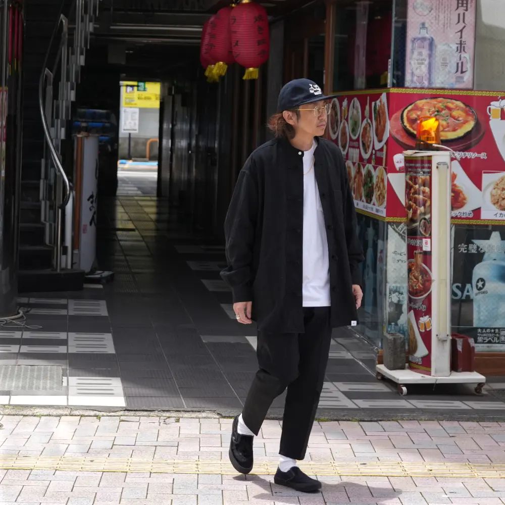 【ラスト1点】L/S CHINA BIG SHIRT "SUNG" (BLACK) / ビッグサイズ チャイナシャツジャケット