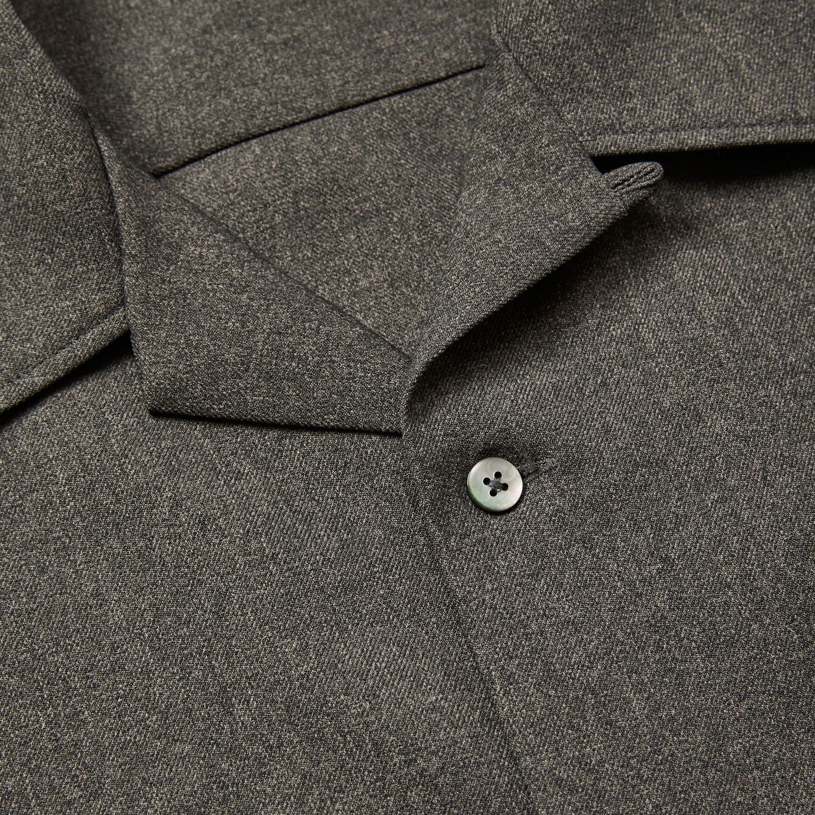 "BLATANT LOCALISM" OPEN COLLAR ROUND L/S SH (CHARCOAL) / オープンカラー ウール シャツ