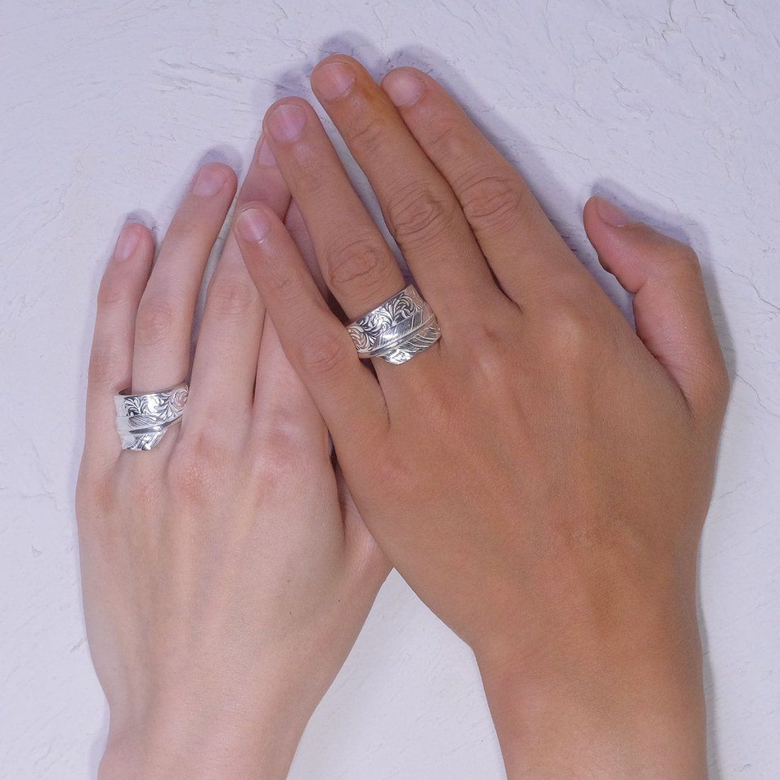 Feather Ring 1 (SILVER) / フェザー&唐草コンビリング