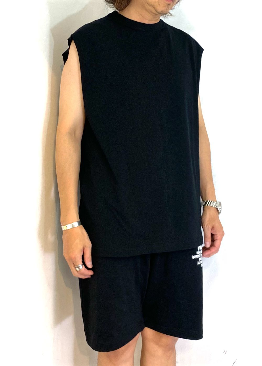 H&S Logo Sleeveless Tee (BigSilhouette) (BLACK) / カットオフ ノースリーブ Tシャツ