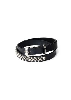 STUDS LEATHER NARROW BELT (BLACK) / スタッズ レザー ナローベルト