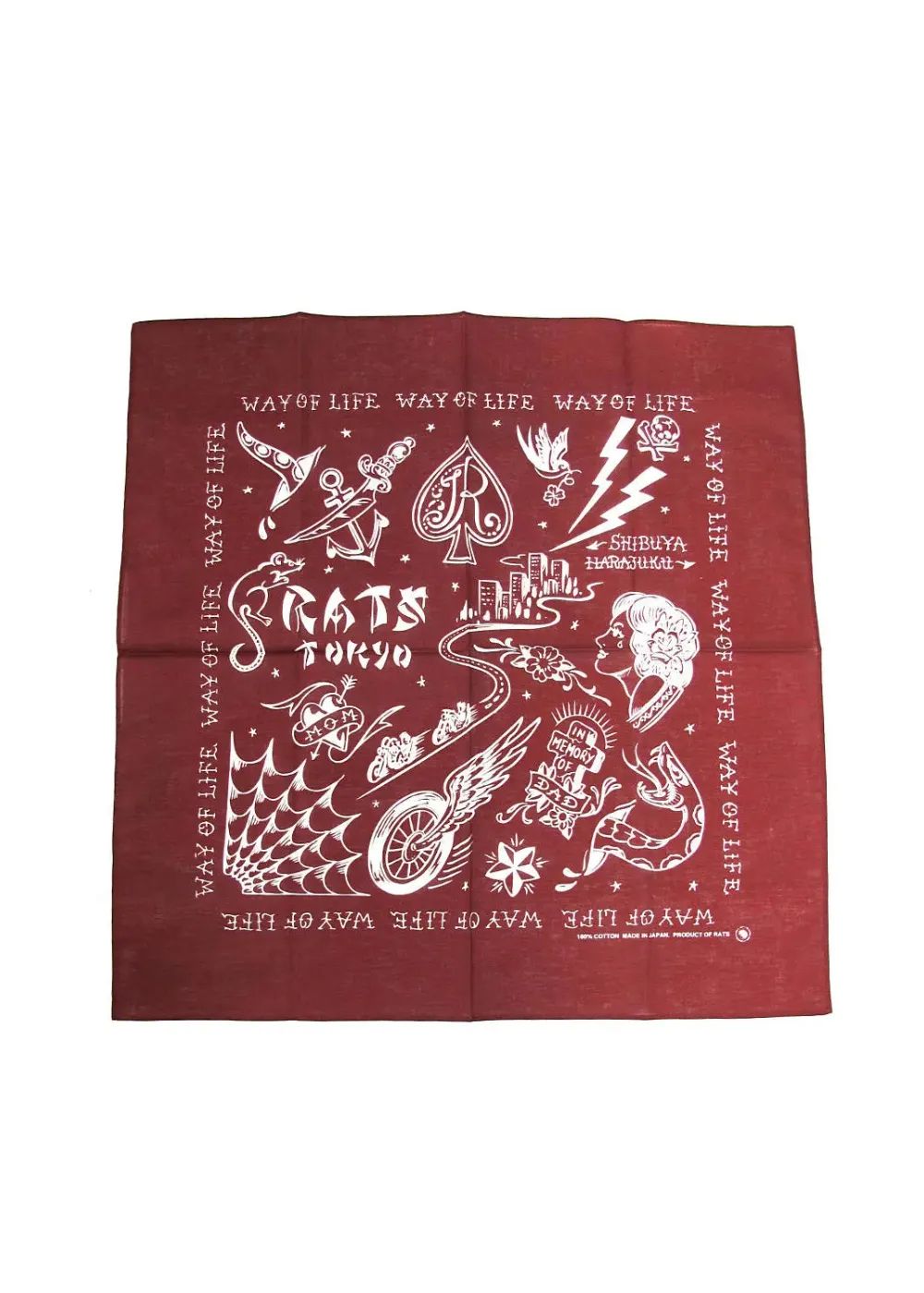 RATS TOKYO BANDANA (BURGUNDY) / ×MAGICAL DESIGN  コラボバンダナ