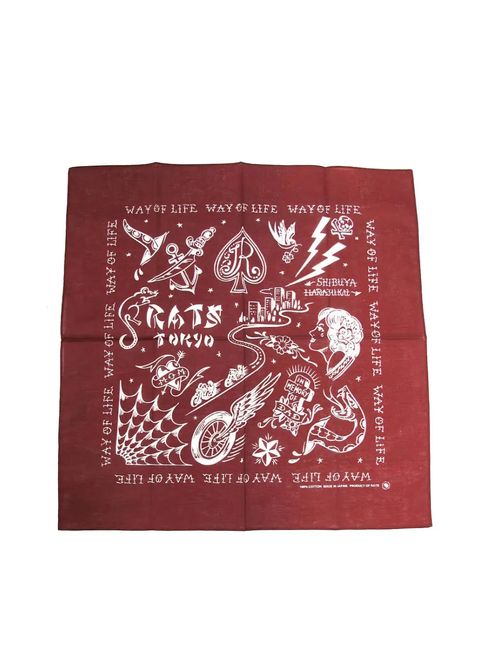 RATS TOKYO BANDANA (BURGUNDY) / ×MAGICAL DESIGN  コラボバンダナ