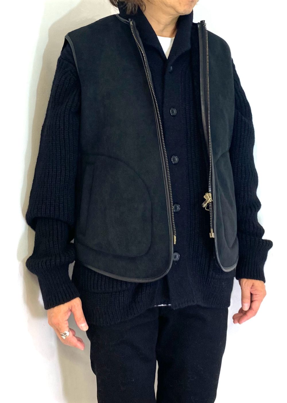 Vegan Mouton Vest (BLACK) / ビーガン ムートン ベスト