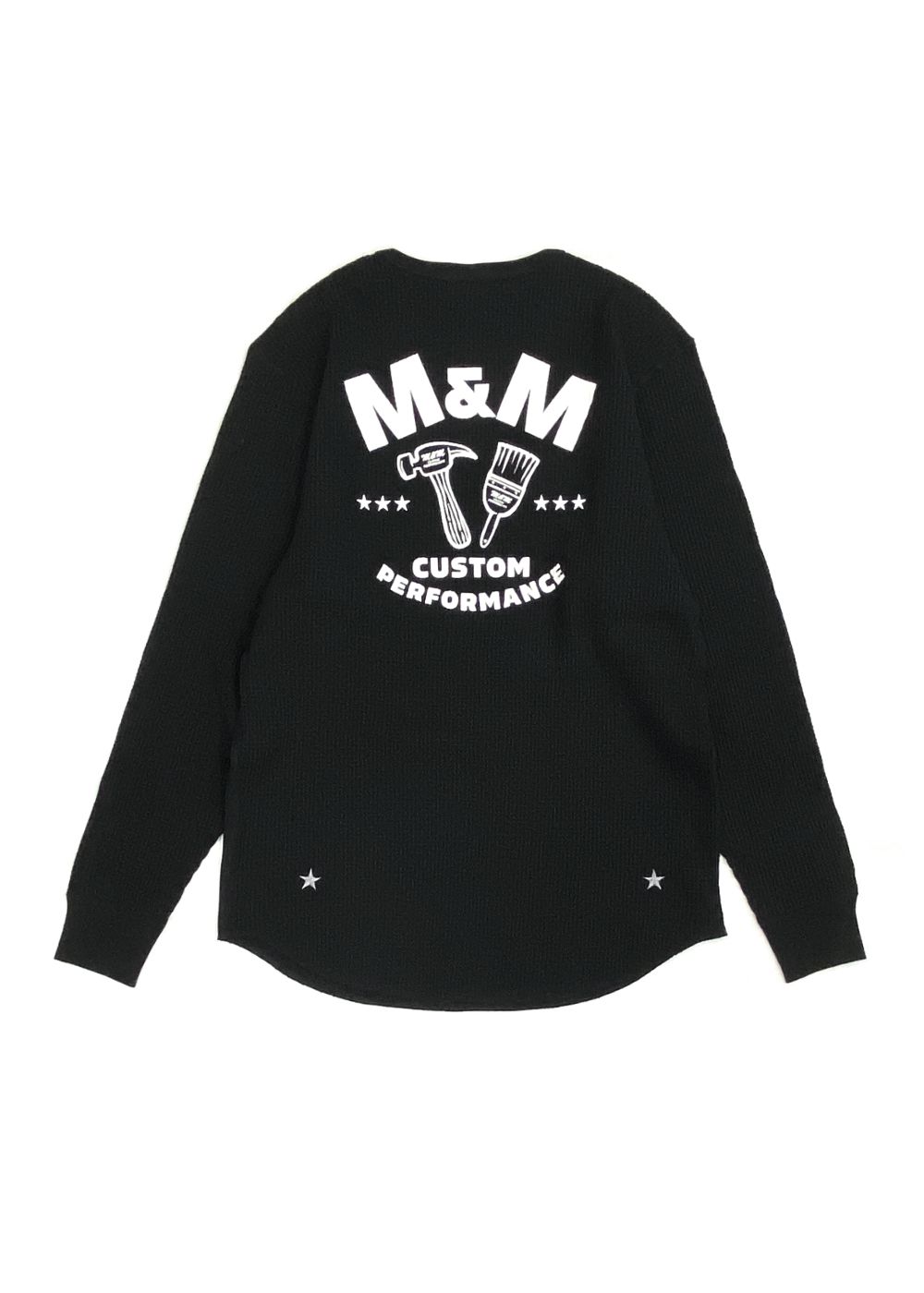 M&M CUSTOM PERFORMANCE - WAFFLE L/S T-SHIRT (BLACK) / バック