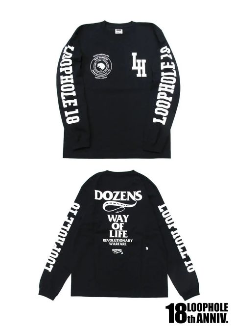 LOOPHOLE 18th ANNIVERSARY L/S TEE (BLACK) / ループホール18周年記念 L/S T